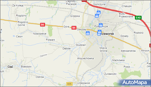 mapa Studzian, Studzian na mapie Targeo