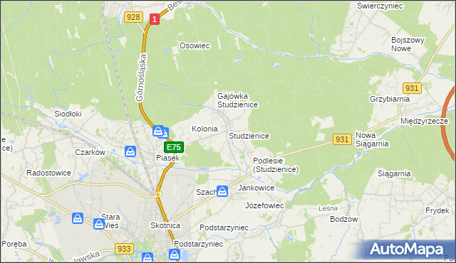 mapa Studzienice gmina Pszczyna, Studzienice gmina Pszczyna na mapie Targeo