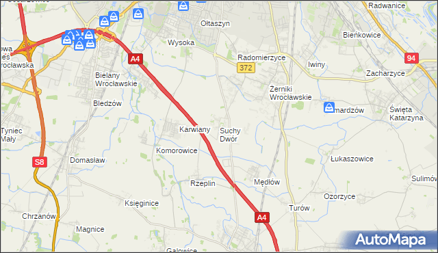 mapa Suchy Dwór gmina Żórawina, Suchy Dwór gmina Żórawina na mapie Targeo