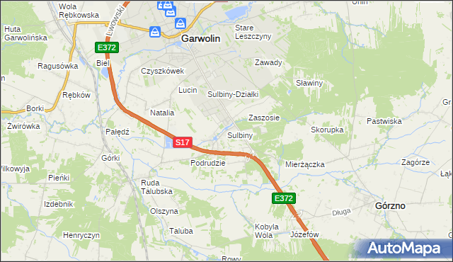 mapa Sulbiny, Sulbiny na mapie Targeo