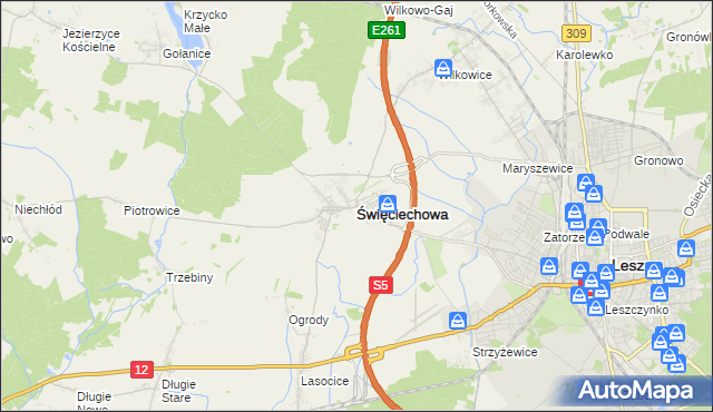 mapa Święciechowa, Święciechowa na mapie Targeo