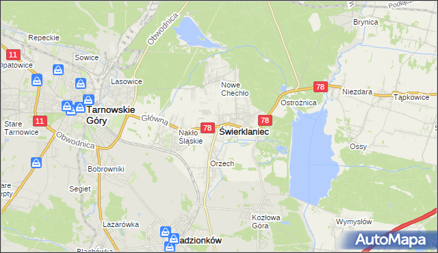 mapa Świerklaniec, Świerklaniec na mapie Targeo