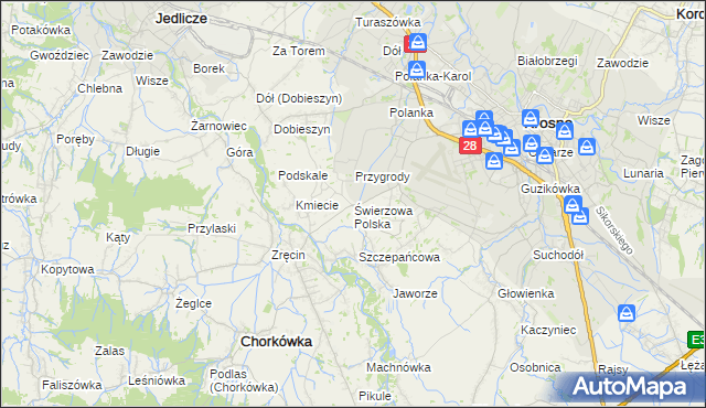 mapa Świerzowa Polska, Świerzowa Polska na mapie Targeo