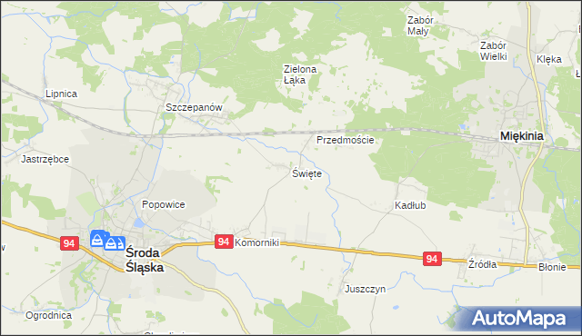 mapa Święte gmina Środa Śląska, Święte gmina Środa Śląska na mapie Targeo