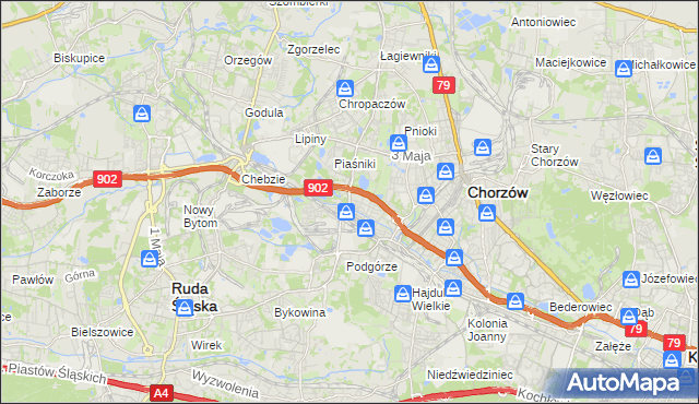 mapa Świętochłowice, Świętochłowice na mapie Targeo