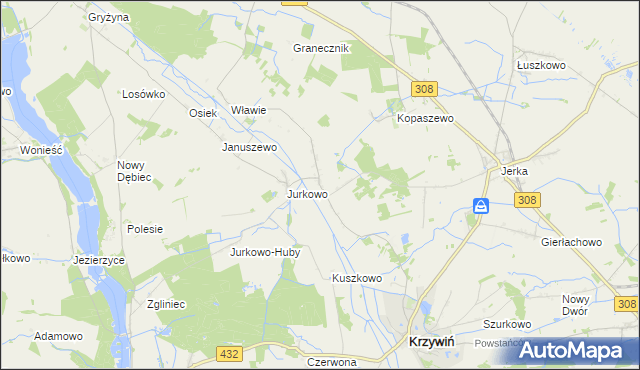 mapa Świniec gmina Krzywiń, Świniec gmina Krzywiń na mapie Targeo