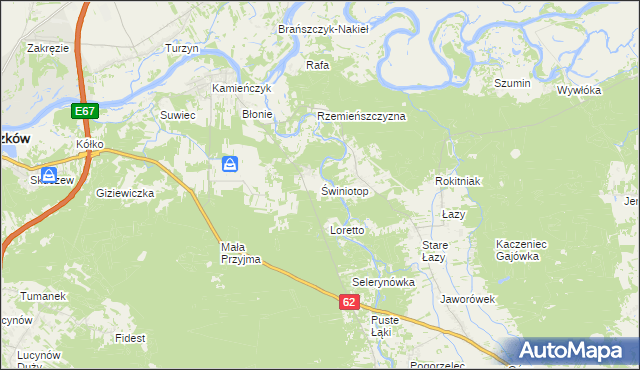 mapa Świniotop, Świniotop na mapie Targeo