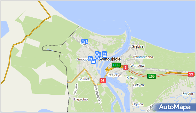mapa Świnoujście, Świnoujście na mapie Targeo