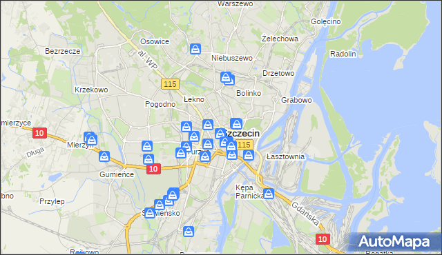 mapa Szczecina, Szczecin na mapie Targeo