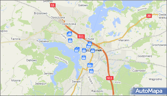 mapa Szczecinek, Szczecinek na mapie Targeo