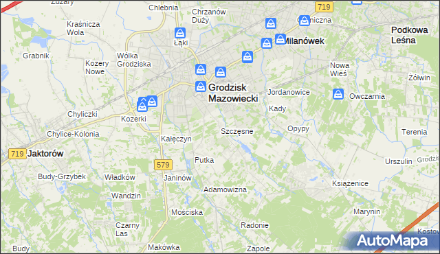 mapa Szczęsne gmina Grodzisk Mazowiecki, Szczęsne gmina Grodzisk Mazowiecki na mapie Targeo