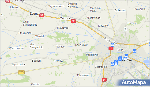 mapa Szczudłów, Szczudłów na mapie Targeo