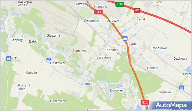 mapa Szczytniki gmina Kórnik, Szczytniki gmina Kórnik na mapie Targeo