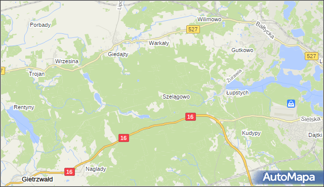 mapa Szelągowo, Szelągowo na mapie Targeo