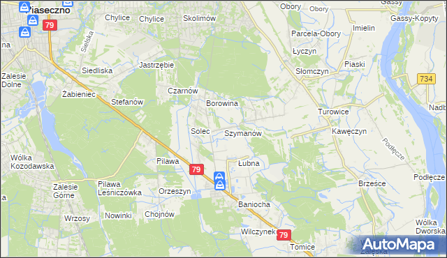 mapa Szymanów gmina Góra Kalwaria, Szymanów gmina Góra Kalwaria na mapie Targeo