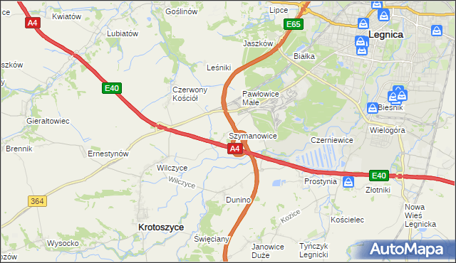 mapa Szymanowice gmina Krotoszyce, Szymanowice gmina Krotoszyce na mapie Targeo