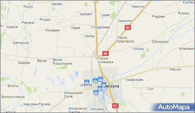 mapa Topola Królewska, Topola Królewska na mapie Targeo