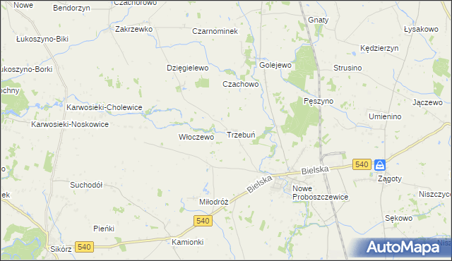 mapa Trzebuń gmina Stara Biała, Trzebuń gmina Stara Biała na mapie Targeo