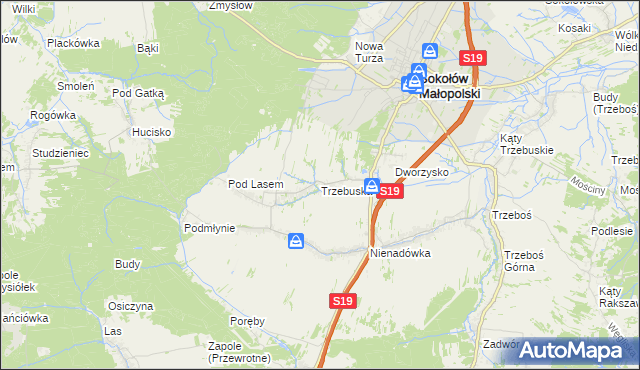 mapa Trzebuska, Trzebuska na mapie Targeo