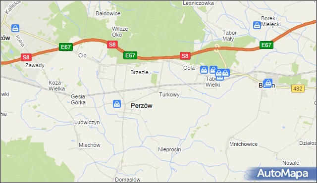 mapa Turkowy, Turkowy na mapie Targeo