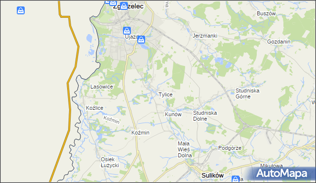 mapa Tylice gmina Zgorzelec, Tylice gmina Zgorzelec na mapie Targeo
