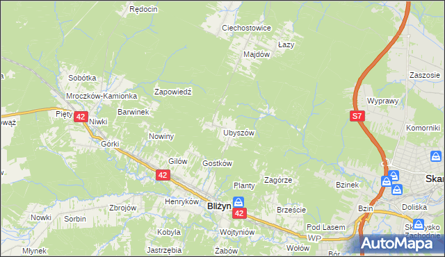 mapa Ubyszów, Ubyszów na mapie Targeo