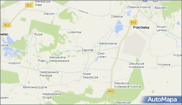 mapa Uher, Uher na mapie Targeo