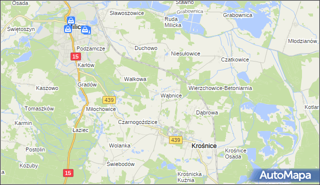 mapa Wąbnice, Wąbnice na mapie Targeo