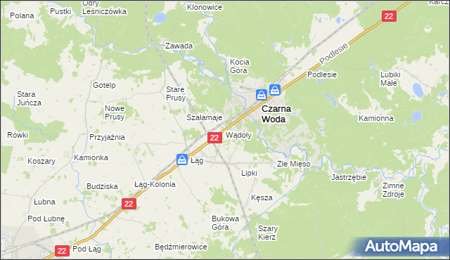 mapa Wądoły gmina Czersk, Wądoły gmina Czersk na mapie Targeo