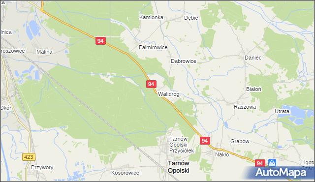 mapa Walidrogi, Walidrogi na mapie Targeo