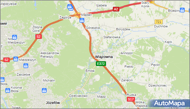 mapa Wiązowna, Wiązowna na mapie Targeo