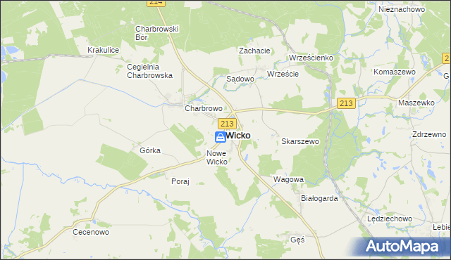 mapa Wicko powiat lęborski, Wicko powiat lęborski na mapie Targeo