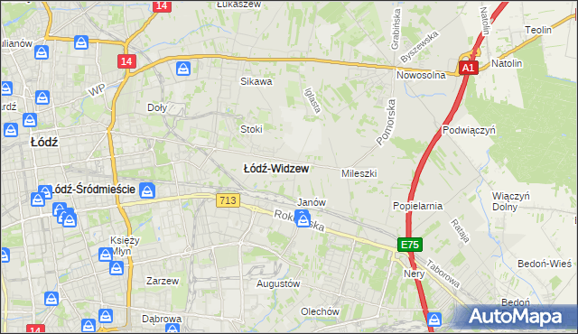 mapa Widzew, Widzew na mapie Targeo