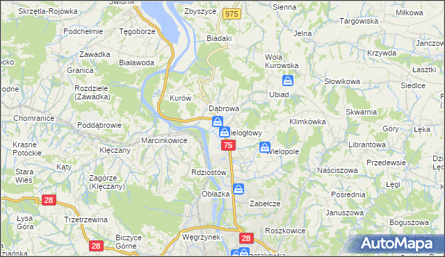 mapa Wielogłowy gmina Chełmiec, Wielogłowy gmina Chełmiec na mapie Targeo