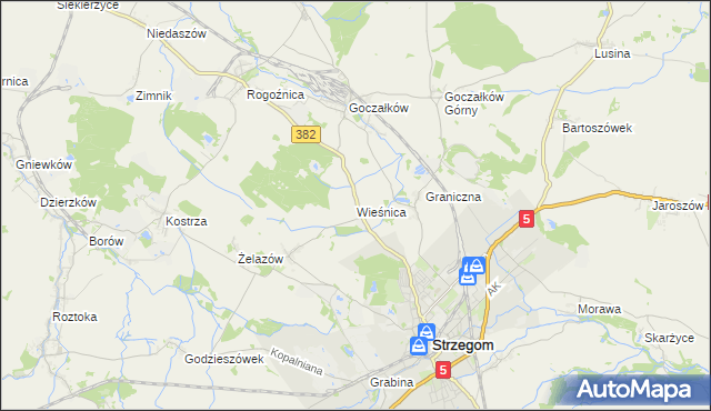 mapa Wieśnica, Wieśnica na mapie Targeo