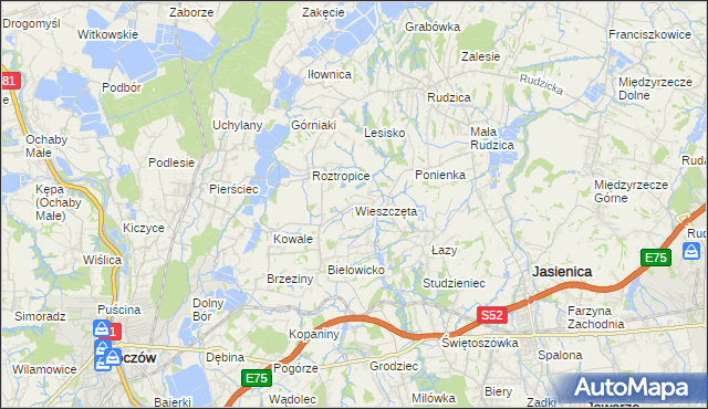 mapa Wieszczęta, Wieszczęta na mapie Targeo