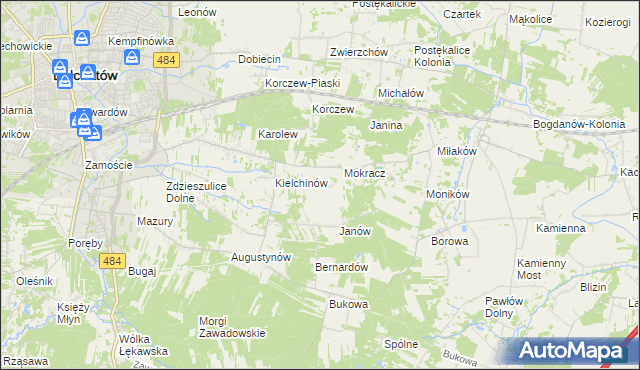 mapa Wiktorów gmina Bełchatów, Wiktorów gmina Bełchatów na mapie Targeo