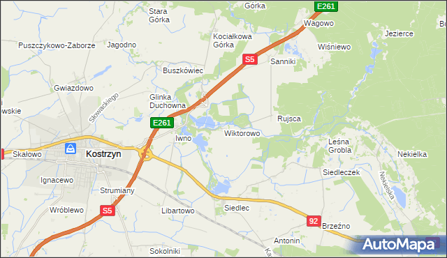 mapa Wiktorowo gmina Kostrzyn, Wiktorowo gmina Kostrzyn na mapie Targeo