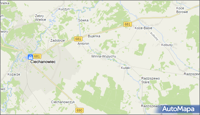 mapa Winna-Chroły, Winna-Chroły na mapie Targeo