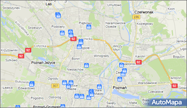 mapa Winogrady, Winogrady na mapie Targeo