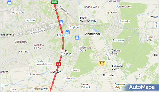 mapa Wiśniowa Góra, Wiśniowa Góra na mapie Targeo