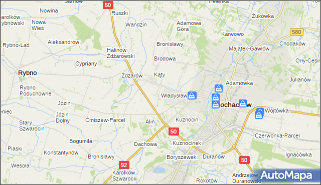 mapa Władysławów gmina Sochaczew, Władysławów gmina Sochaczew na mapie Targeo