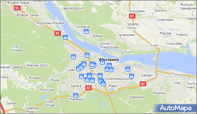 mapa Włocławka, Włocławek na mapie Targeo