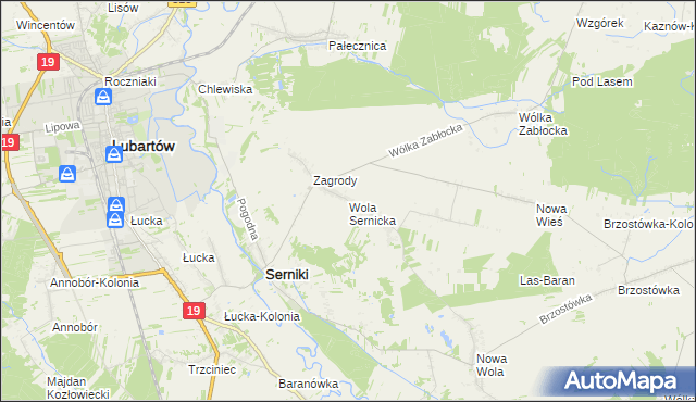 mapa Wola Sernicka, Wola Sernicka na mapie Targeo