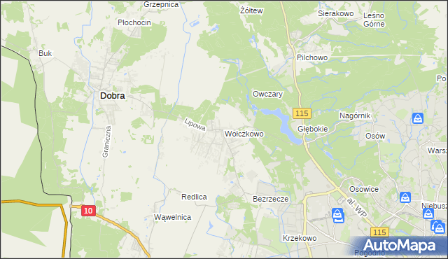 mapa Wołczkowo, Wołczkowo na mapie Targeo