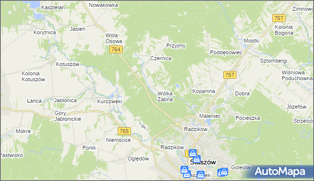 mapa Wólka Żabna, Wólka Żabna na mapie Targeo