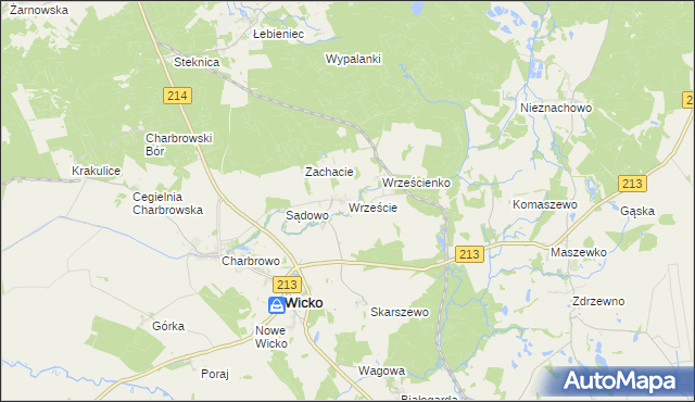 mapa Wrzeście gmina Wicko, Wrzeście gmina Wicko na mapie Targeo