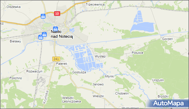 mapa Występ gmina Nakło nad Notecią, Występ gmina Nakło nad Notecią na mapie Targeo