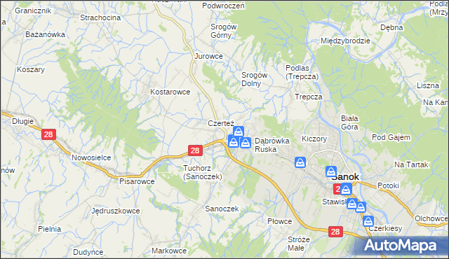 mapa Zabłotce gmina Sanok, Zabłotce gmina Sanok na mapie Targeo