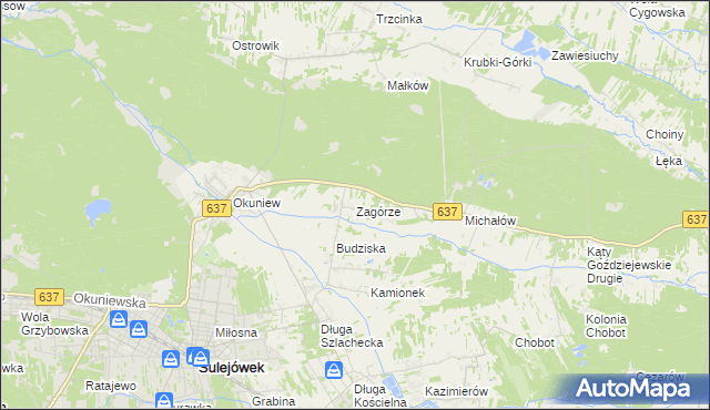 mapa Zagórze gmina Halinów, Zagórze gmina Halinów na mapie Targeo